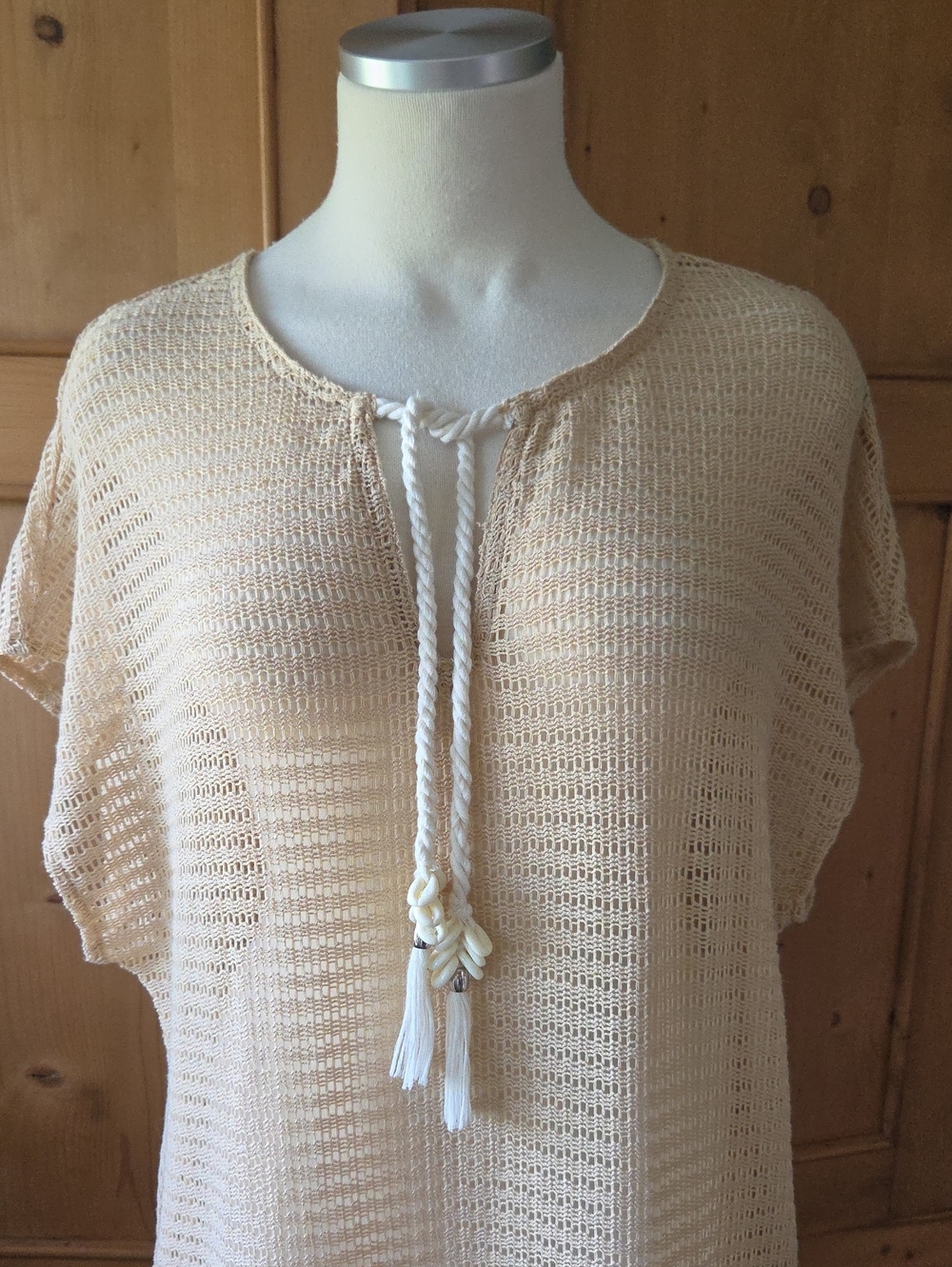 Haute Hippie Crochet Cover Up Maxi Dress Tan Size M - Picture 2 of 8